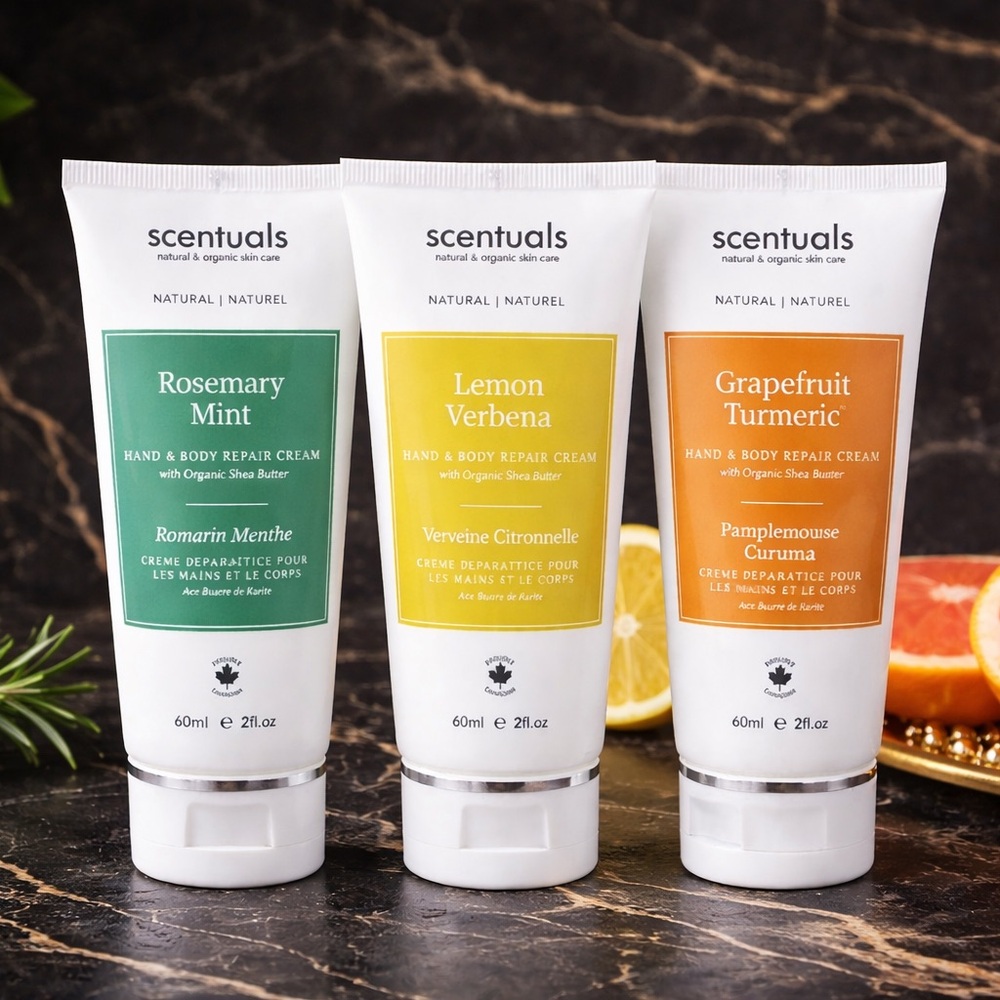 Scentuals Hand Cream Trio Rosemary Mint, Lemon Verbena,‎ Grapefruit, 2oz